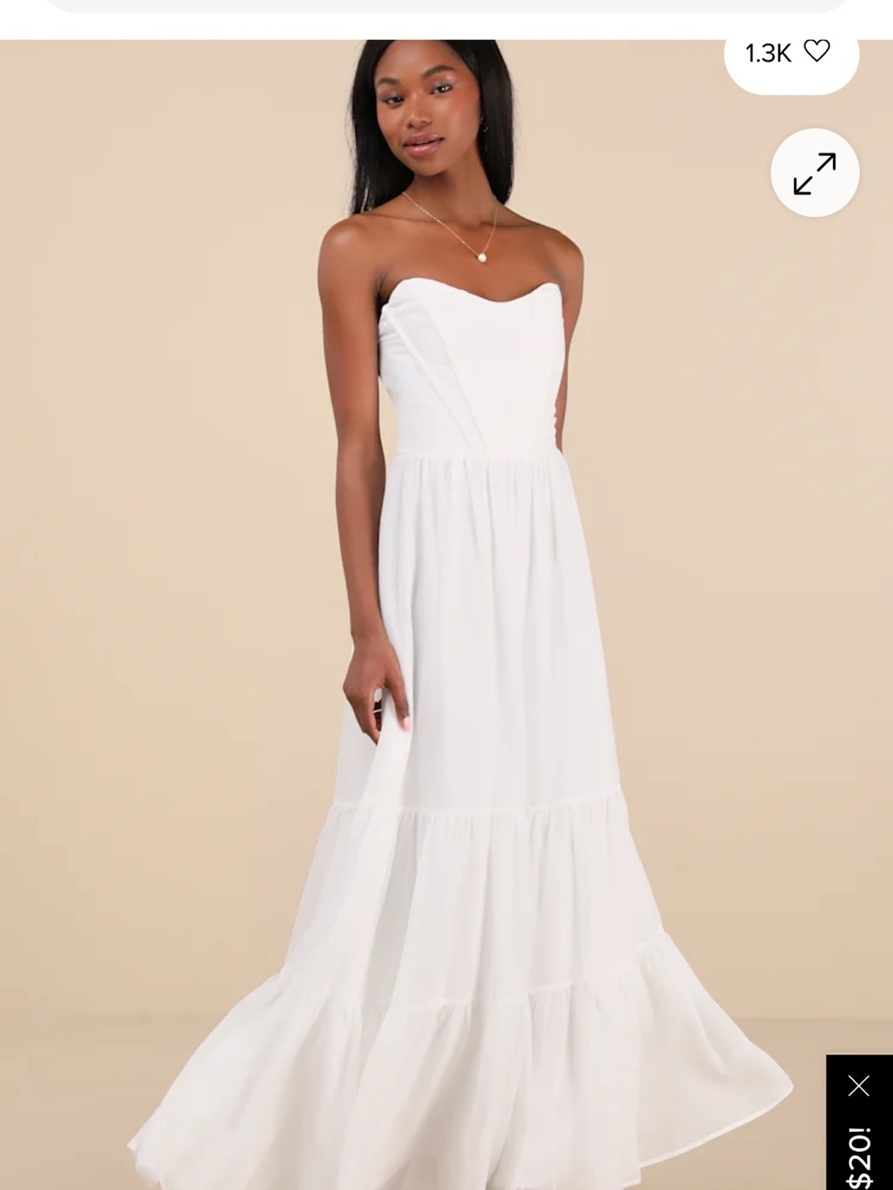 Lulu's White Strapless Sweetheart Maxi Dress